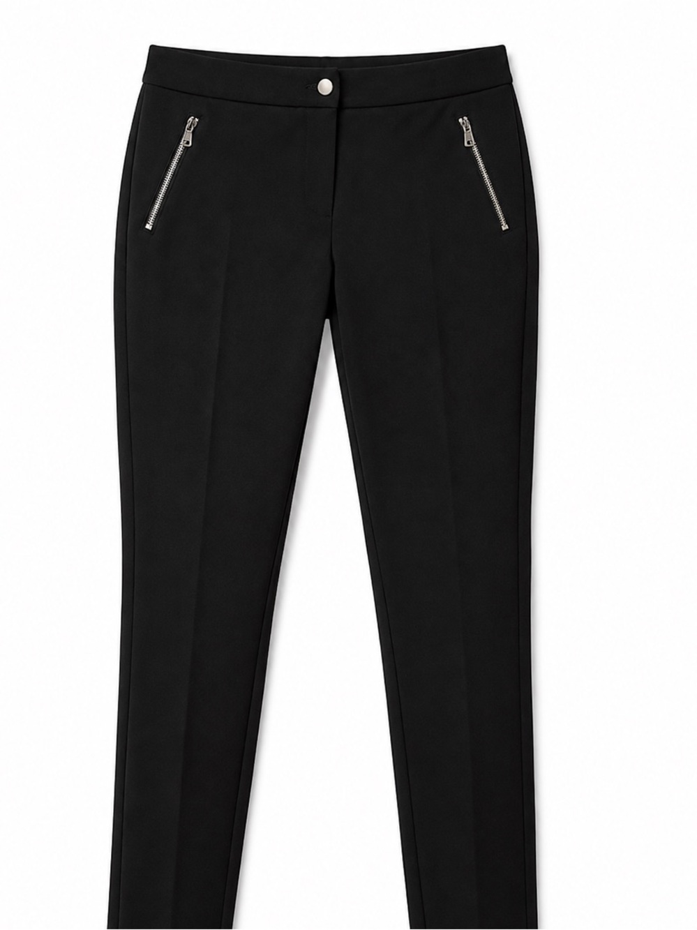 Joe Benbasset Black Skinny Pants with Silver Zipper Accents